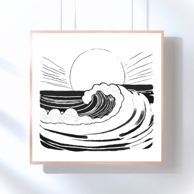 Ocean Waves Minimalist Black & White Poster (Creator Uploaded)