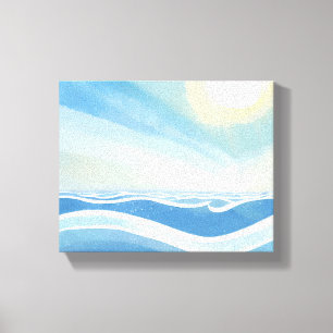 Ocean Waves   Modern Blue Watercolor Canvas Print