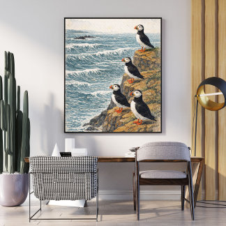 Ocean Waves Nature Illustration Poster