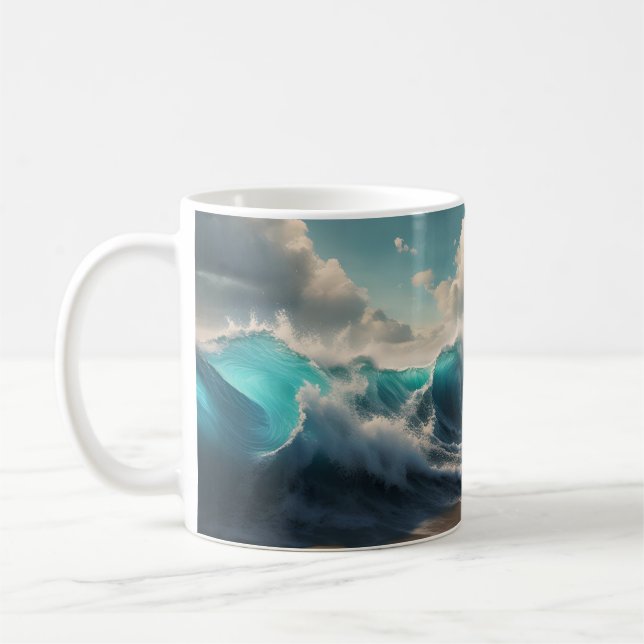 Ocean Waves On A Beach Coffee Mug (Left)