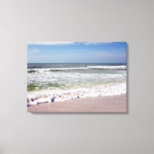 Ocean Waves on Pink Sandy Beach Canvas Print