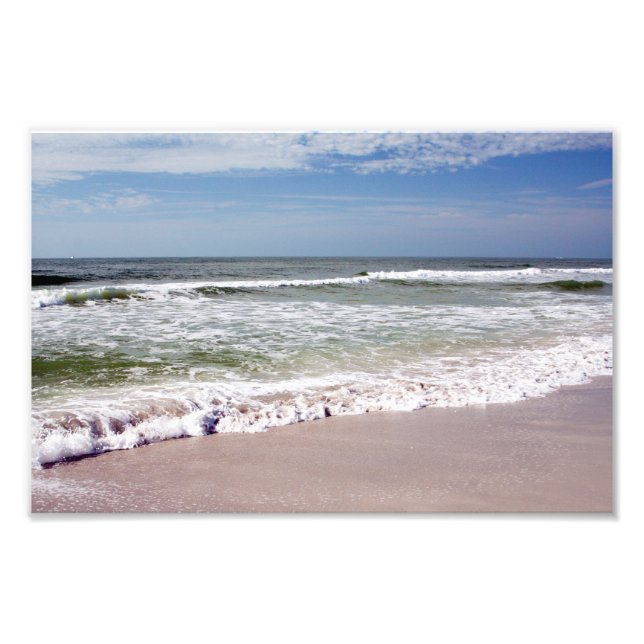Ocean Waves on Pink Sandy Beach Photo Print (Front)