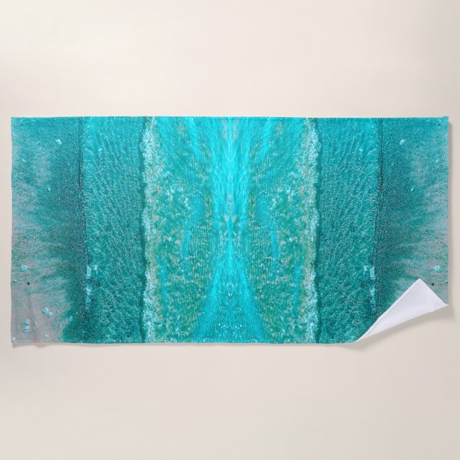Ocean Waves on Sand Beach Towel (Front)