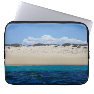 Ocean Waves On Sandy Beach Under Blue Sky Laptop Sleeve