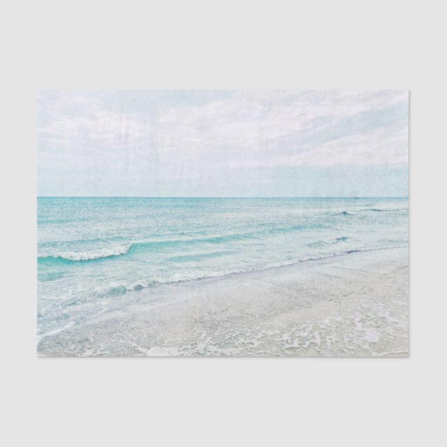 Ocean Waves Painting Aqua Light Blue Watercolor Tissue Paper (Front)