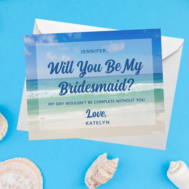 Ocean Waves Photo Beach Will You Be My Bridesmaid Invitation (Creator Uploaded)