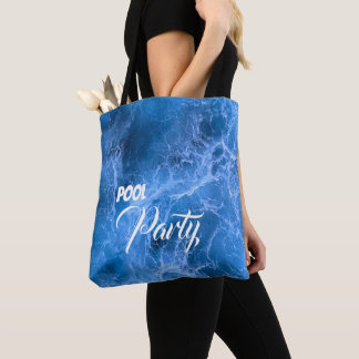 Ocean waves Pool Party blue white water customise Tote Bag