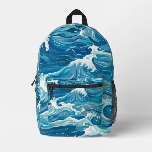 Ocean Waves Printed Backpack
