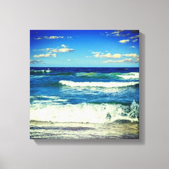 Ocean Waves Rolling Into Shore Canvas Wrap` (Front)
