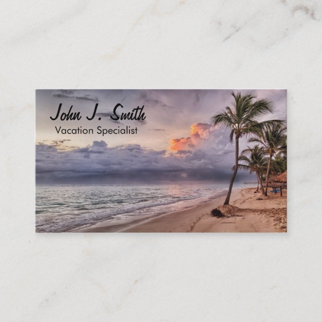 Ocean Waves Sandy Beach Sunset Business Card (Front)