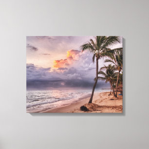 Ocean Waves Sandy Beach Sunset Canvas Print