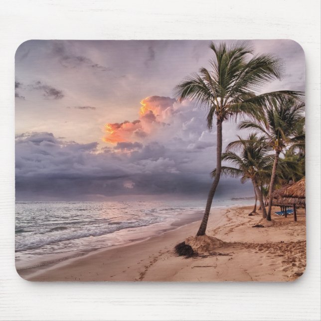 Ocean Waves Sandy Beach Sunset Mouse Mat (Front)