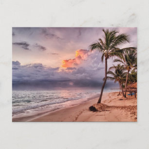 Ocean Waves Sandy Beach Sunset Postcard