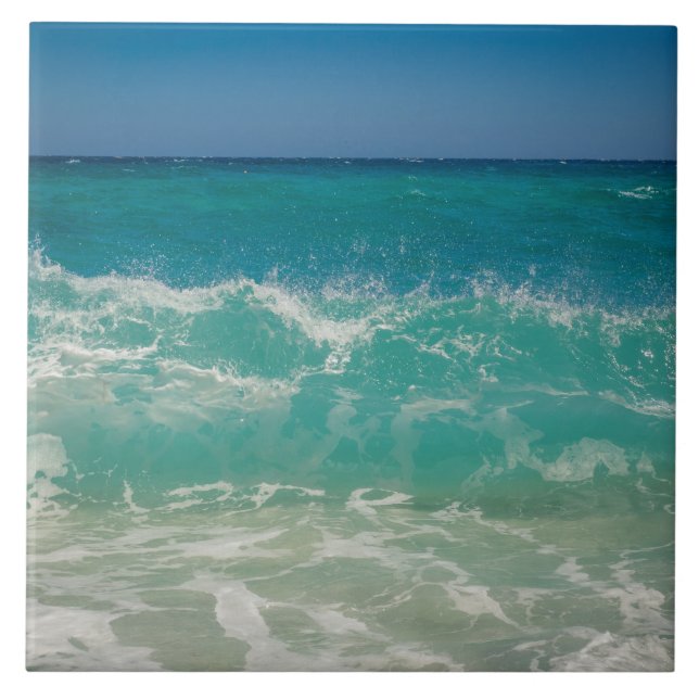 Ocean Waves Sea Coastal Aqua Nautical Beach Sea Ce Tile (Front)