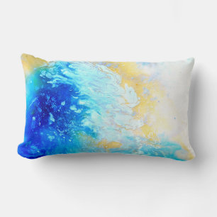 Ocean waves, sea foam, abstract ocean painting  lumbar cushion