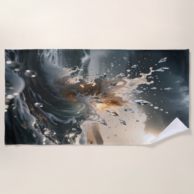 Ocean Waves & Sea Foam Beach Towel (Front)