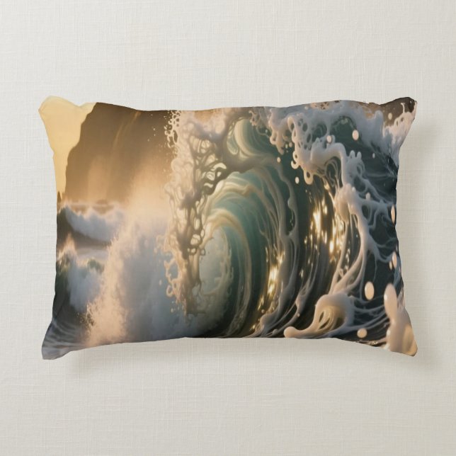 Ocean Waves & Sea Foam Throw Pillow Cover (Front)
