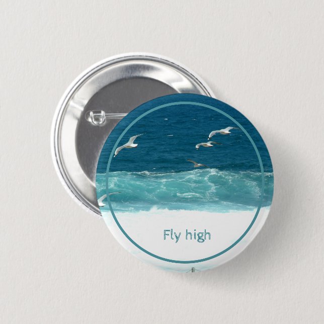 Ocean Waves Seagulls Fly High Badge (Front & Back)