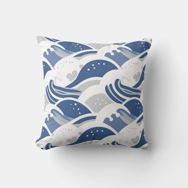 Ocean Waves Seamless Pattern Cushion (Front)