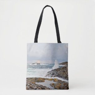 Ocean waves seascape storm rocks sea tote bag