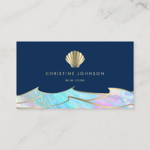 ocean waves seashell logo design business card