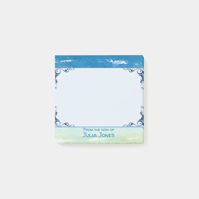 Ocean Waves Seashore Theme From the Desk of Post-it Notes (Front)