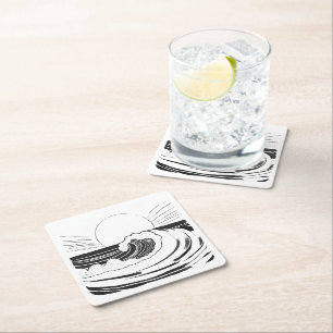 Ocean Waves Square Paper Coaster