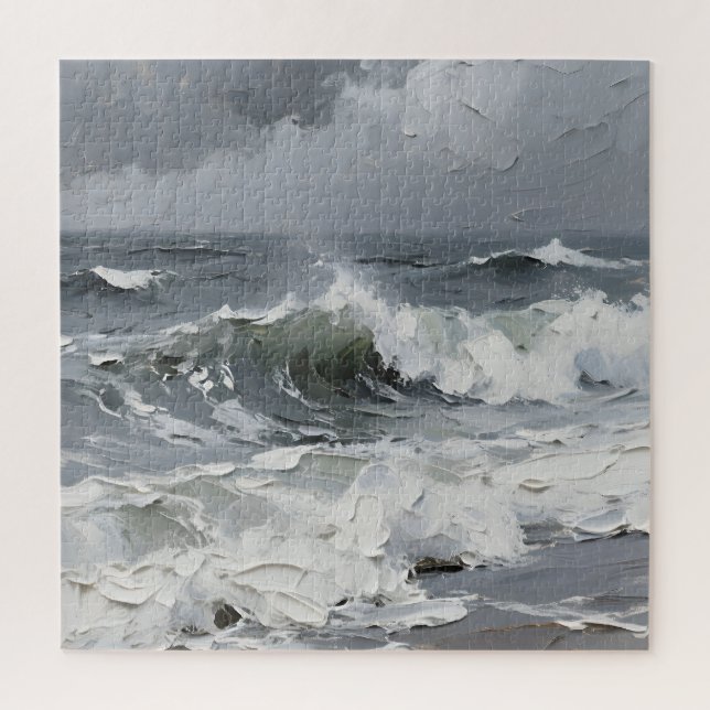 Ocean Waves Stormy Seascape Textured Jigsaw Puzzle (Vertical)