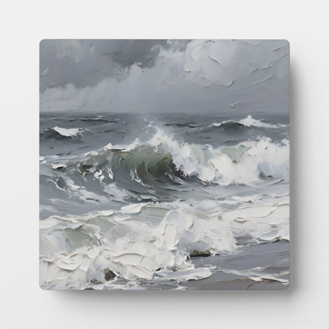 Ocean Waves Stormy Seascape Textured Plaque (Front)