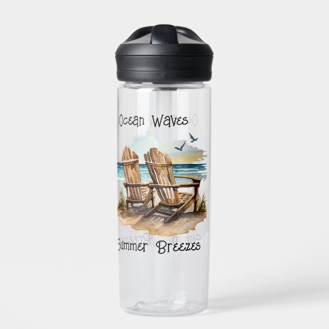 Ocean Waves Summer Breezes  Water Bottle (Front)