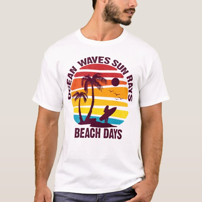 ocean waves sun rays beach days funny meme gift T-Shirt (Front)