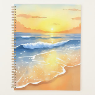 Ocean Waves Sunset Beach Watercolor Planner