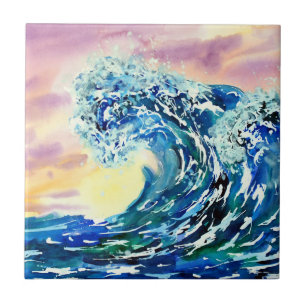 Ocean Waves Sunset Tile