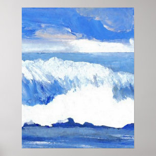 Ocean Waves Taste of the Sea Blue Decor Poster