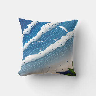 Ocean Waves Throw Pillow 🌊 Coastal Blue Cushion