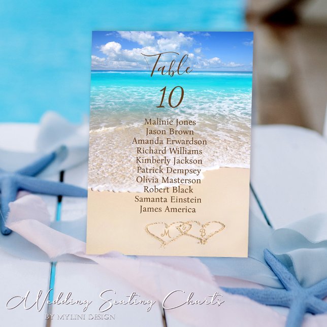 Ocean Waves Tropical Beach Seating Chart Card (Creator Uploaded)