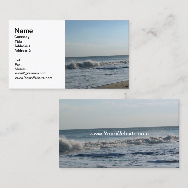 Ocean Waves Upload Photos Business Card (Front/Back)