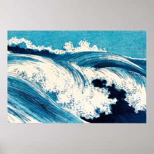 Ocean Waves Vintage Japanese Painting Poster