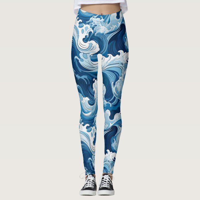 Ocean Waves Water Element Leggings (Front)