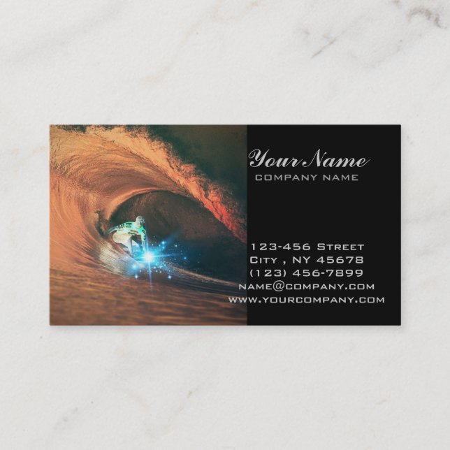 ocean waves water sports I love surfing surfer Business Card (Front)