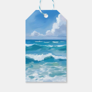 Ocean Waves Watercolor Beach Coastal Wedding Gift Tags