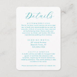 Ocean Waves Wedding Details Hotel Info QR code Enclosure Card