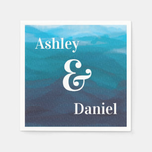 Ocean Waves Wedding Napkins, Personalised Napkin