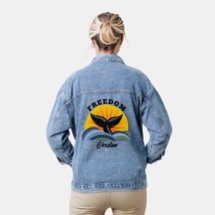 Ocean Waves Whale Tail Denim Jacket