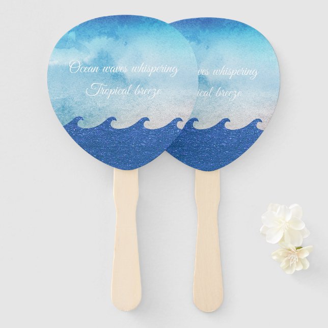 Ocean Waves Whispering Hand Fan (Front and Back)