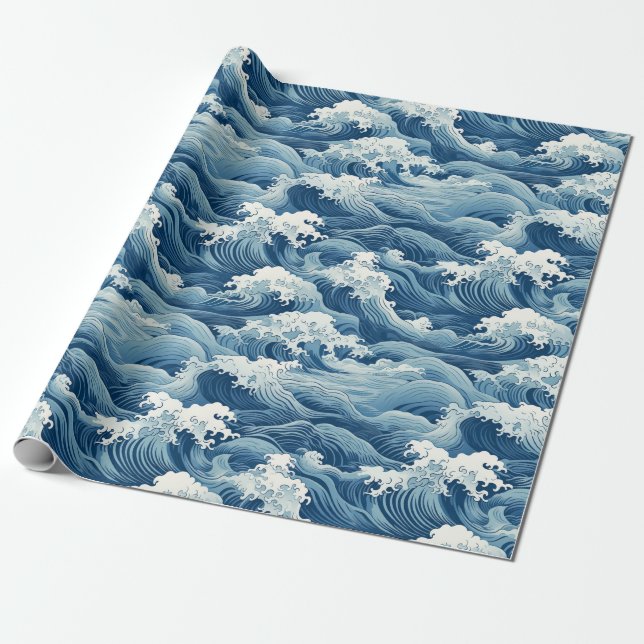Ocean Waves Wrapping Paper (Unrolled)