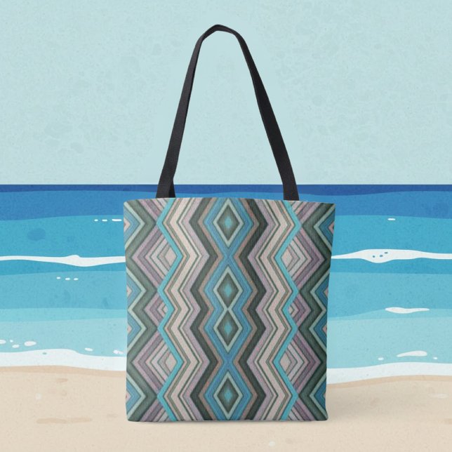 Ocean Waves Zig Zags & Stripes Tote Bag (Creator Uploaded)