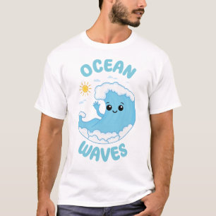 Ocean Waving Funny Cute Kawaii Pun Summer T-Shirt