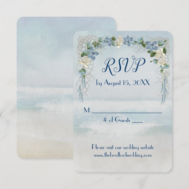 Ocean Wedding Flower Arch RSVP  Invitation (Front/Back)