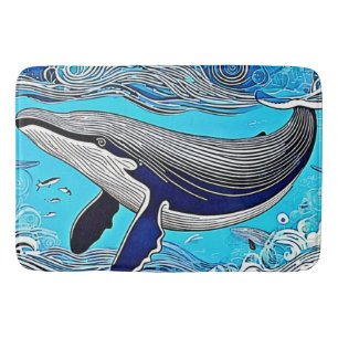 Ocean Whale Art Design Bath Mat